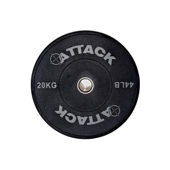 Attack Strength Olympic Solid Rubber Black Bumper Plate - 20kg